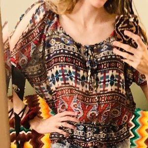 Vintage DCC Boho Hippie Cold Shoulder Top